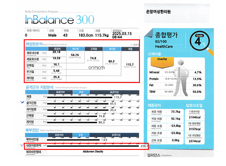 다이어트 한약 3개월 + 알약 3개월 (체중 -21.4kg, 내장지방면적 77.8㎠ 감소)